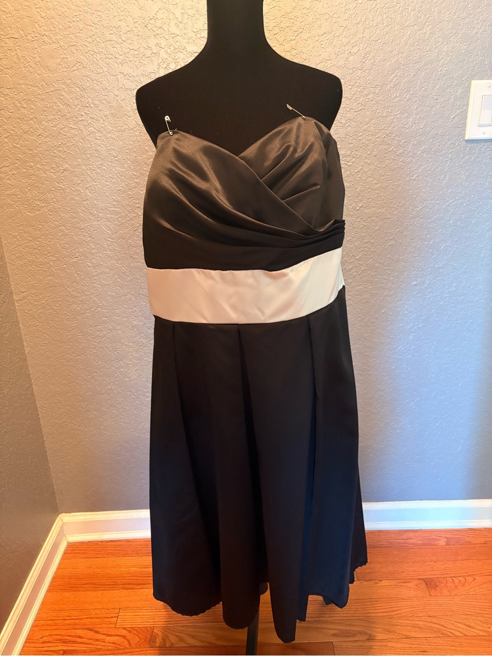 After Six Black Strapless Dress with Ivory Waistband